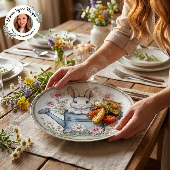 Bunny Dinner Plate – Durable Polymer Spring Tableware (10-inch) - Picture 6 of 10